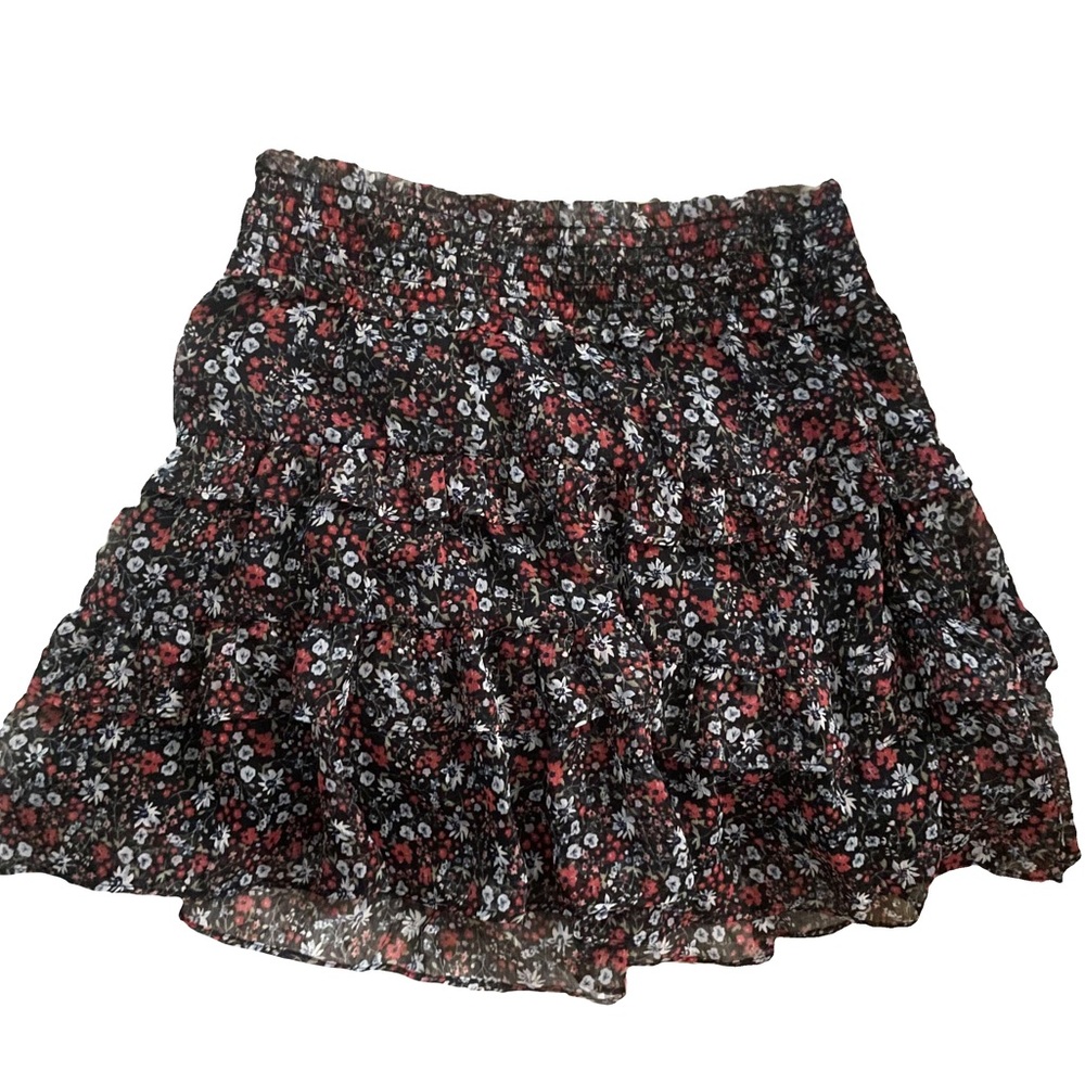 DIVIDED - Floral Ruffle Hem High Rise Skirt - Size 6